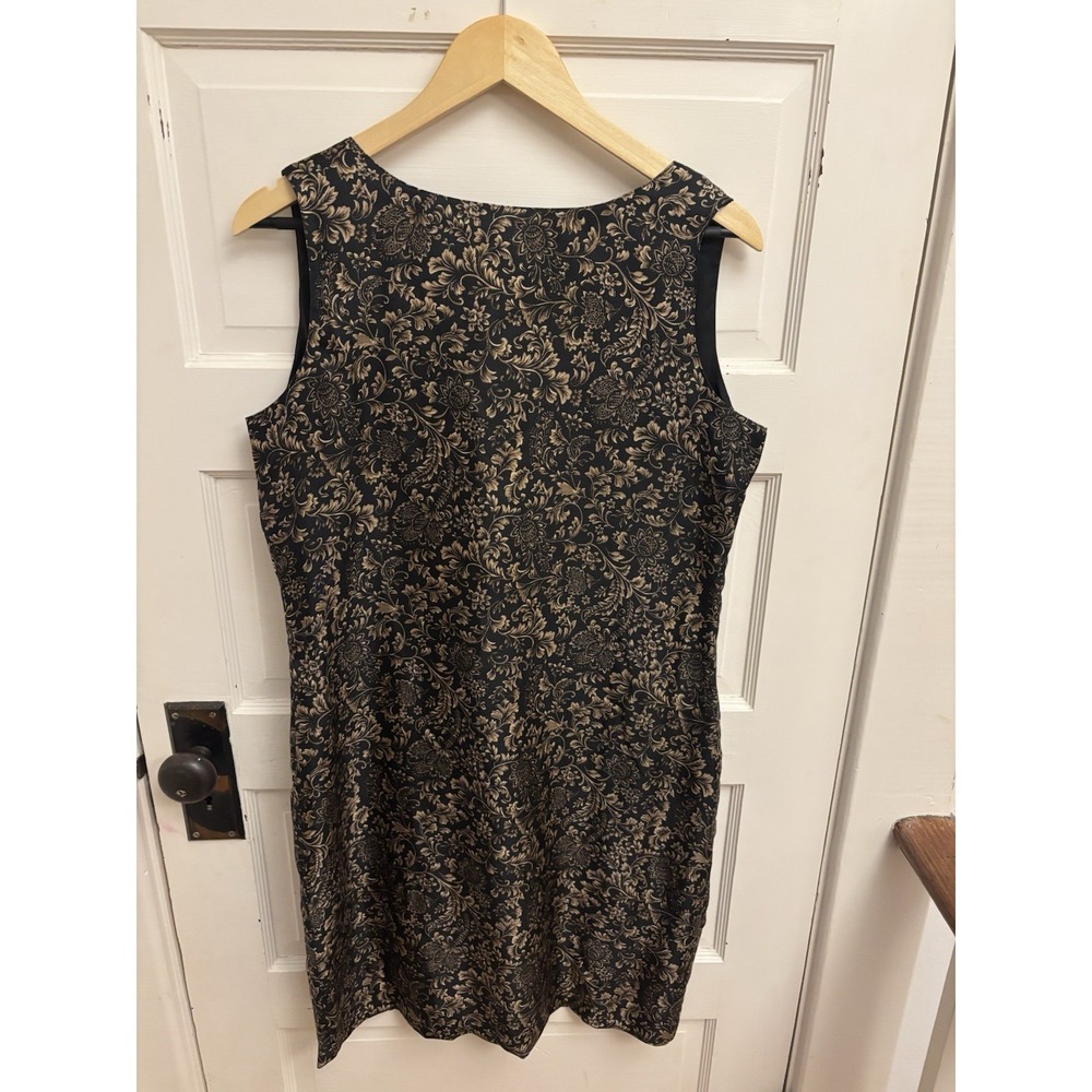 Coldwater Creek Women's Vintage Black Floral Silk Sheath Dress Size 10